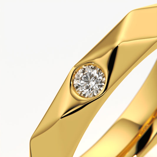 Faceted Solitaire Signet Band
