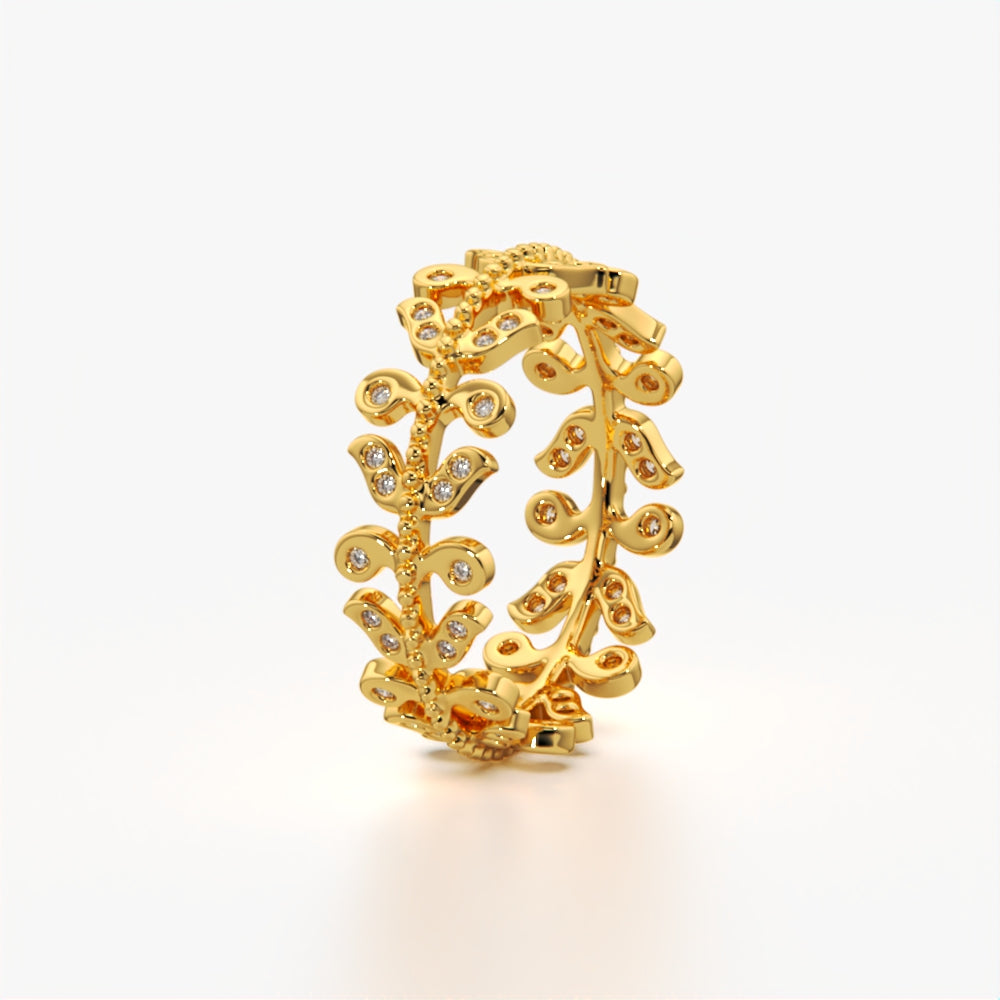 Intricate Leaf Pattern Ring