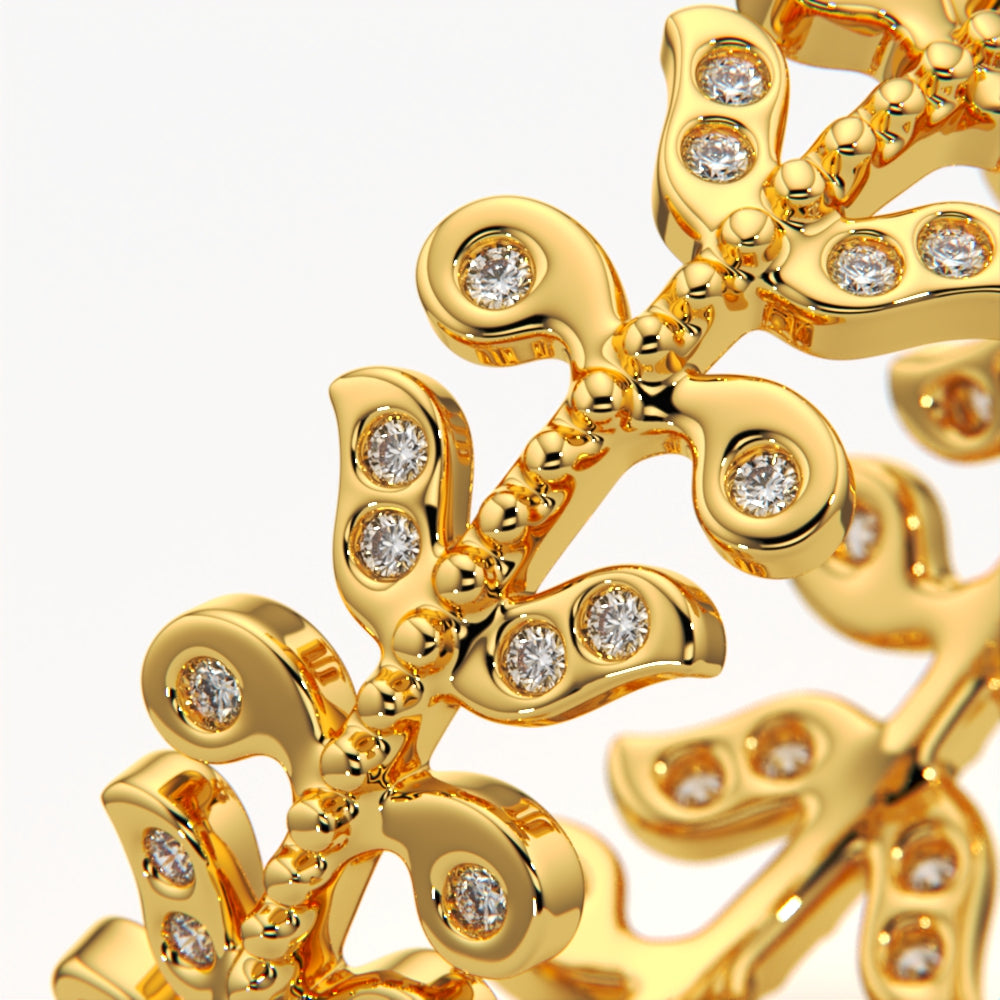 Intricate Leaf Pattern Ring