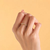 Hexagon Link Pave Band Ring