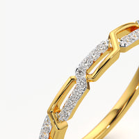 Hexagon Link Pave Band Ring