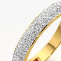 Triple Row Pave Dome Half Eternity Ring