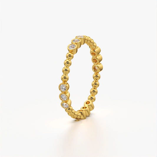 Delicate Beaded Diamond Ring