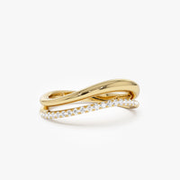 Interlocking Wave Double Band Ring
