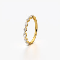 Alternating Marquise and Round Half-Eternity Ring