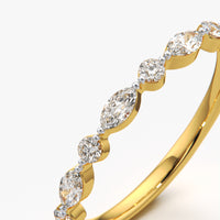 Alternating Marquise and Round Half-Eternity Ring