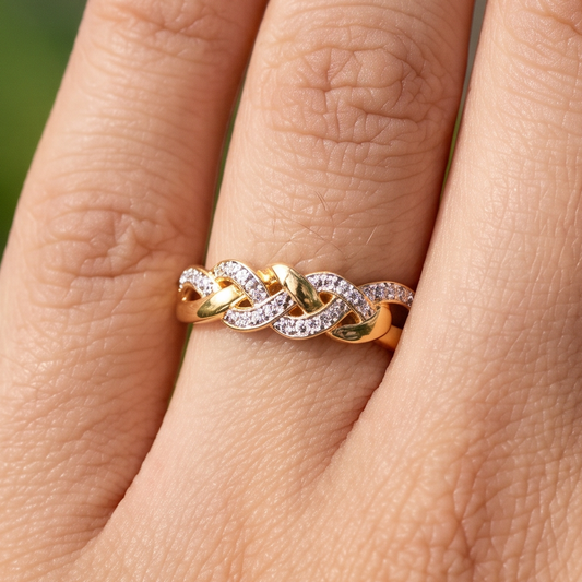 Braided Pave Statement Ring