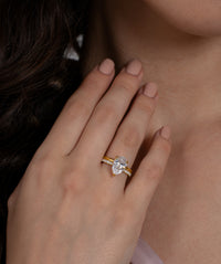 Pear Solitaire and Pavé Band Ring Set