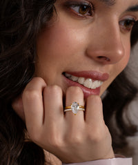 Pear Solitaire and Pavé Band Ring Set