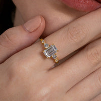 Emerald Cut Pear Accent Ring