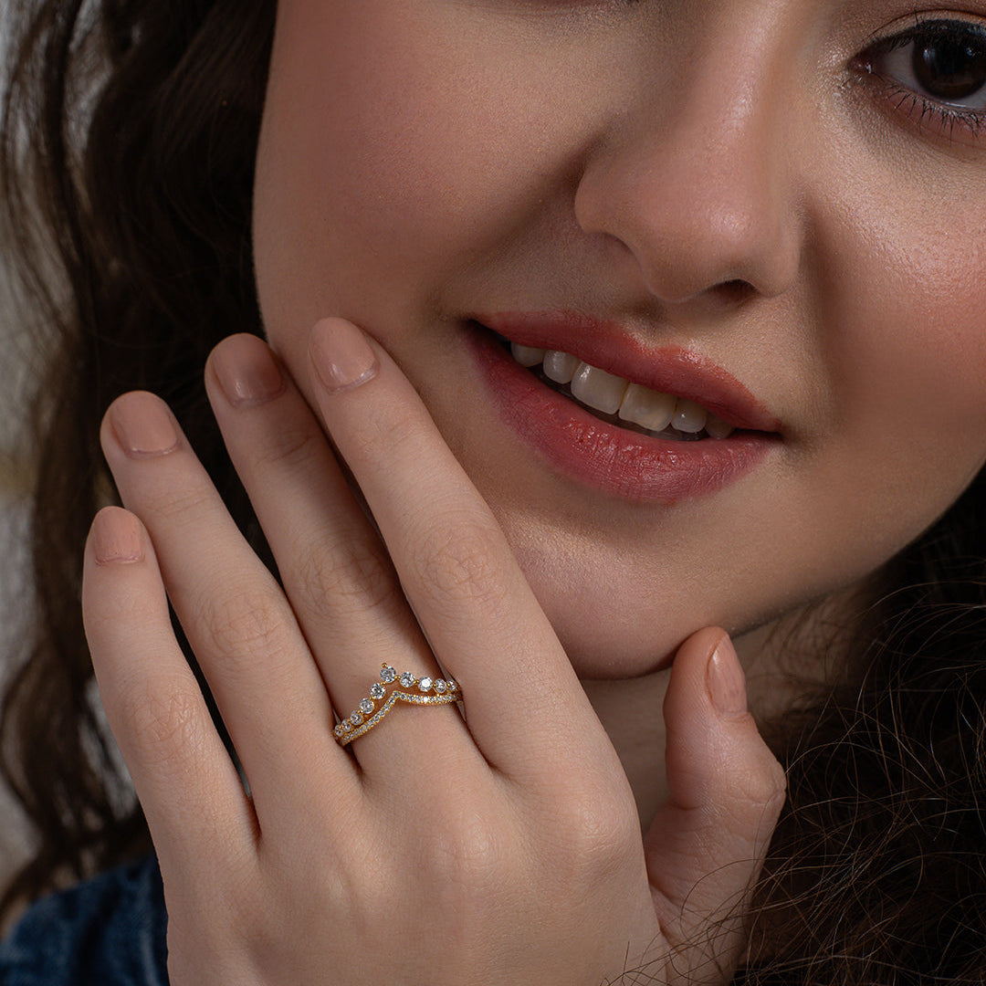 Double Line Chevron Ring