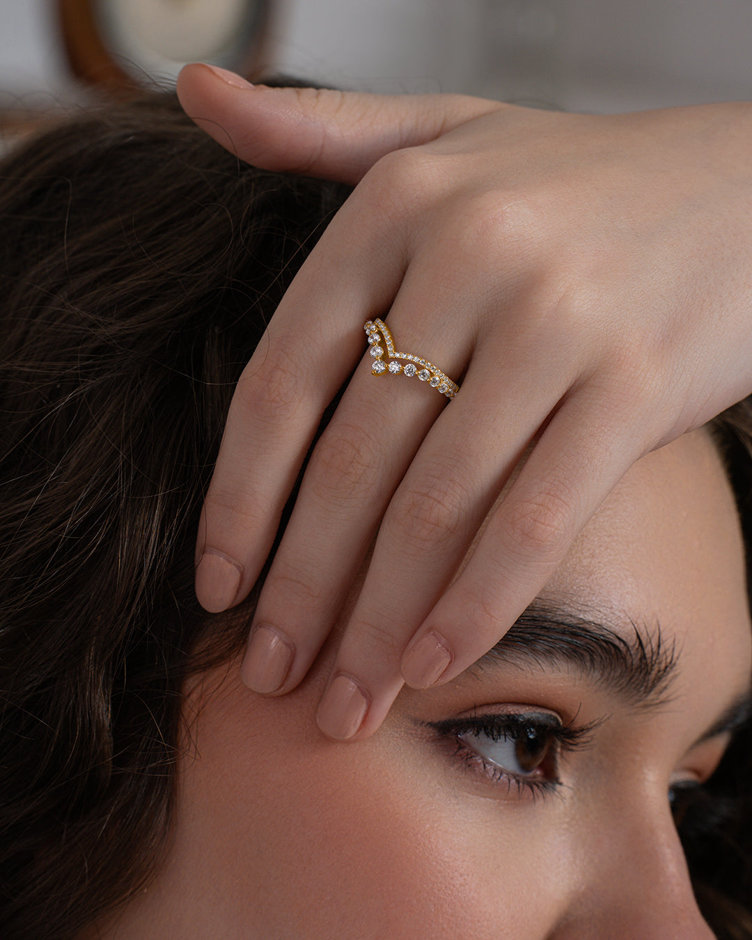 Double Line Chevron Ring