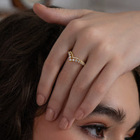 Double Line Chevron Ring