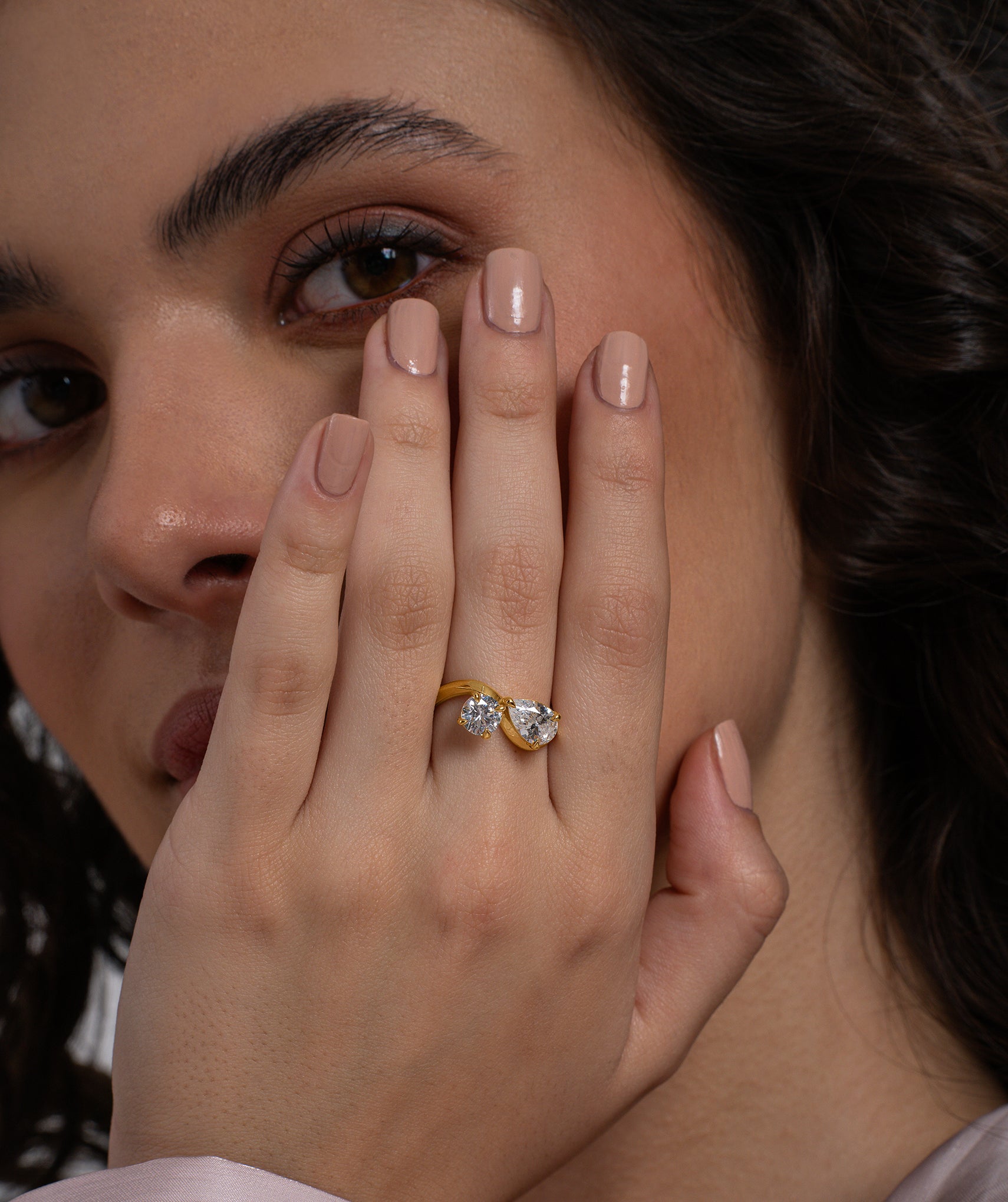 18K Gold Vermeil Dual Stone Harmony Ring