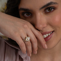 Marquise Starburst Ring Set with Pavé Band