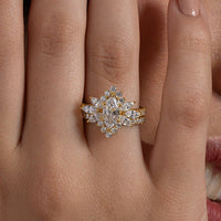 Marquise Starburst Ring Set with Pavé Band