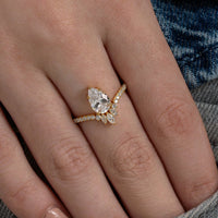 Pear and Marquise Tiara Curved Ring