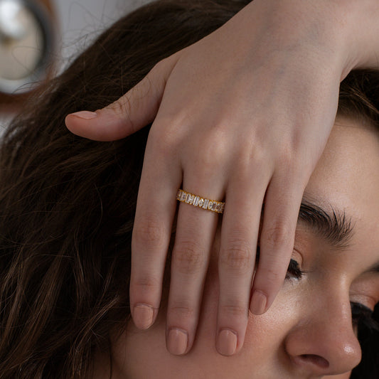 Baguette and Marquise Half Eternity Band Ring