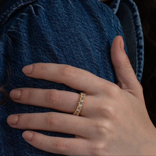 Baguette and Marquise Half Eternity Band Ring