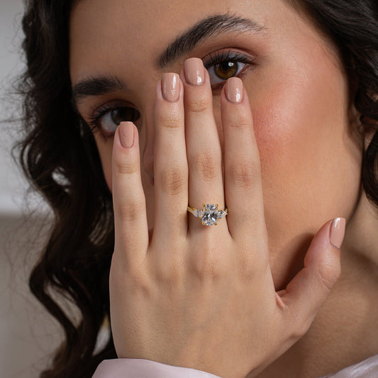 Radiant Cut Trilogy Pave Ring