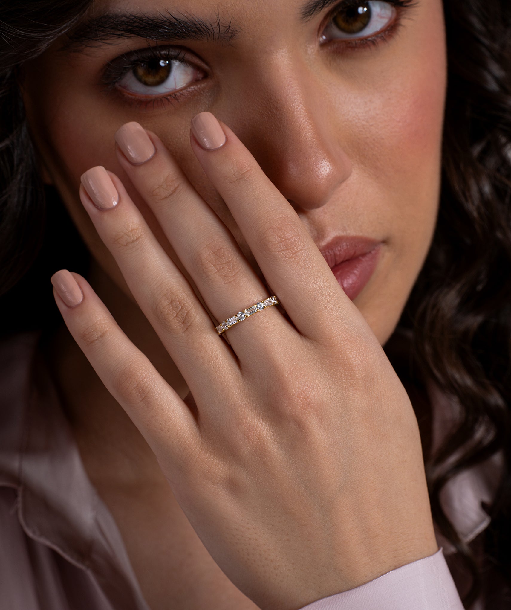 Elegant 18K Gold Vermeil Diamond Band