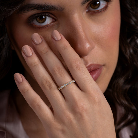 Emerald & Round Alternating Eternity Band