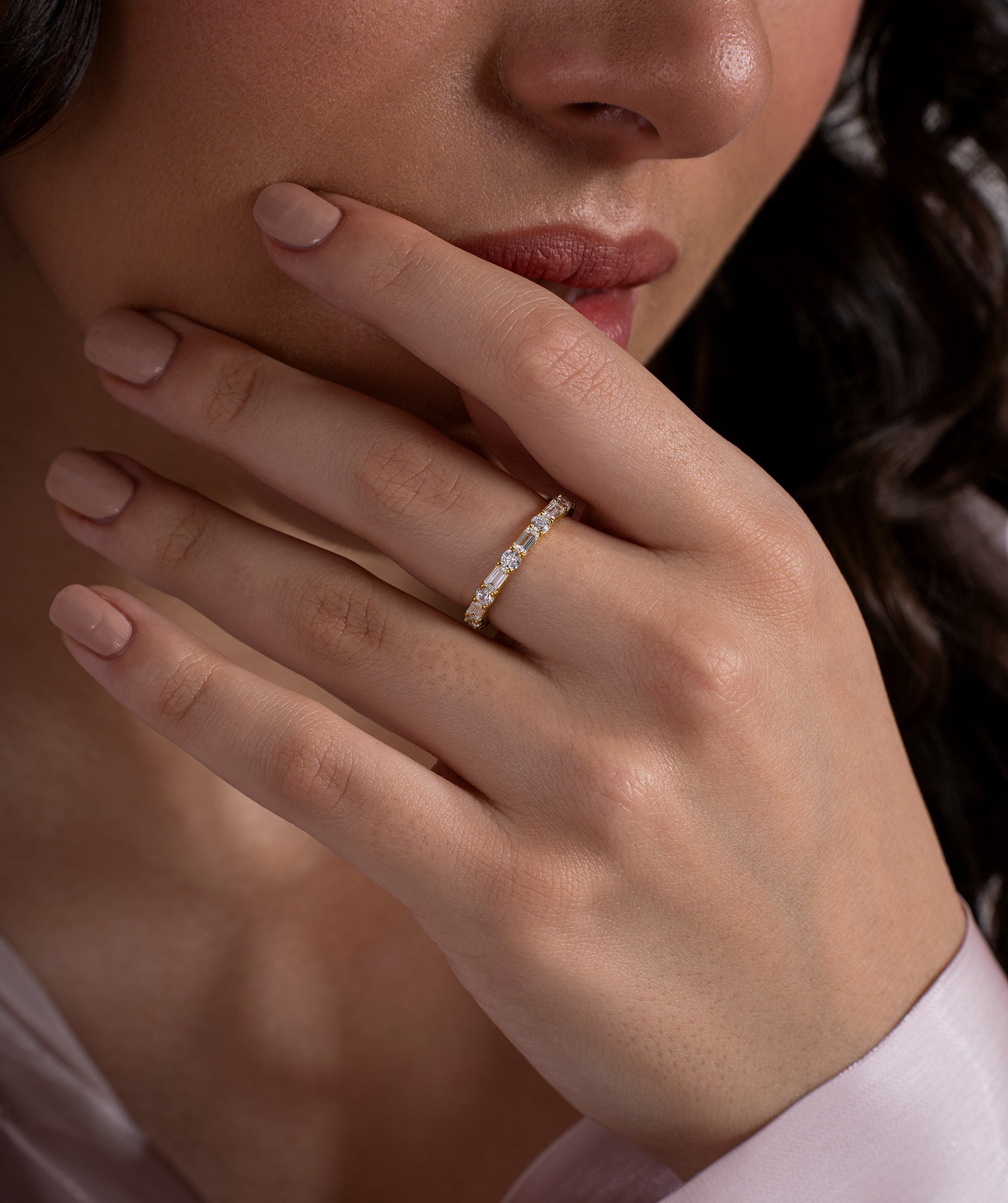 Elegant 18K Gold Vermeil Diamond Band
