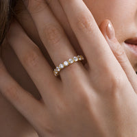 Round Cut Half Eternity Statement Band Ring