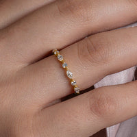 Alternating Marquise and Round Half-Eternity Ring