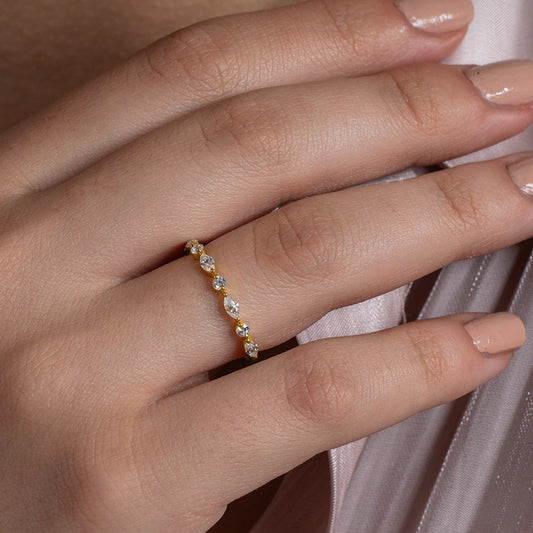 18K Gold Vermeil Marquise Diamond Band