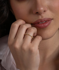 Alternating Marquise and Round Half-Eternity Ring