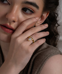Pear Cut Double Band Wrap Ring