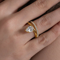Pear Cut Double Band Wrap Ring