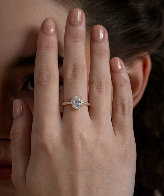 Oval Halo Pave Band Ring