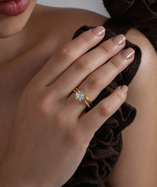 Six Prong Solitaire Ring Set
