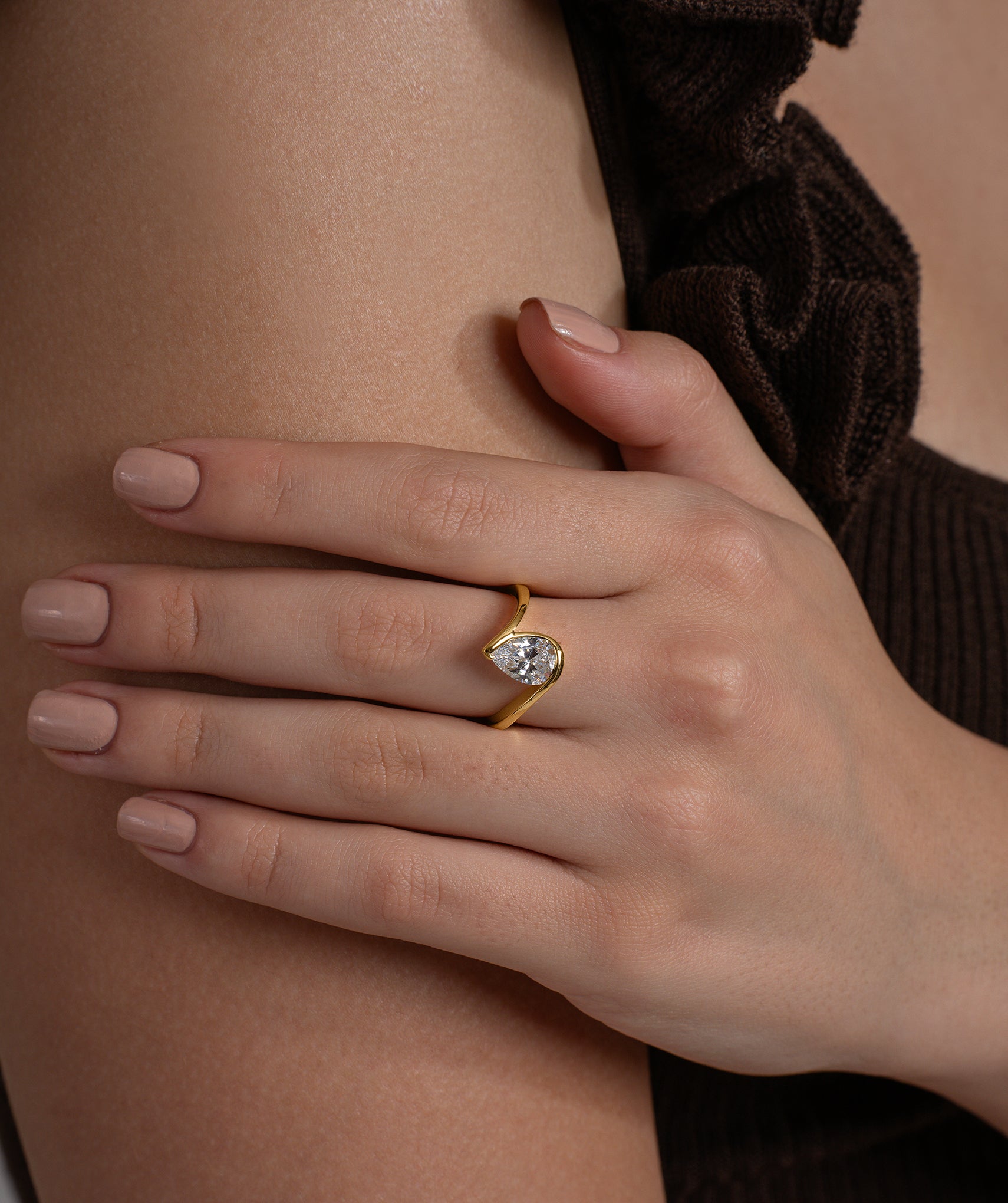 Embrace of Light Pear Diamond Ring