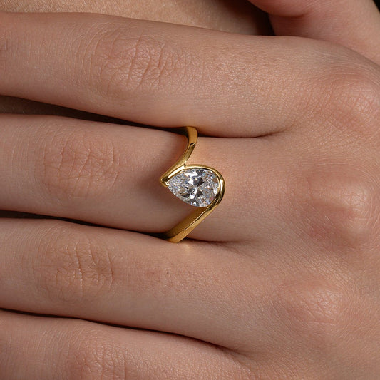 Embrace of Light Pear Diamond Ring