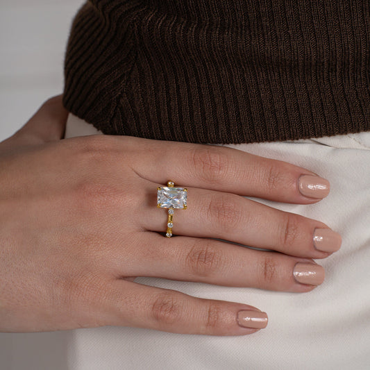 Radiant Solitaire Dainty Stone Ring