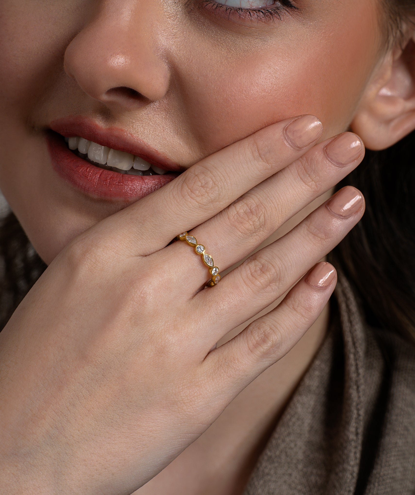 18K Gold Vermeil Marquise Diamond Band