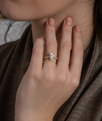 Marquise Cut Pave Solitaire Ring