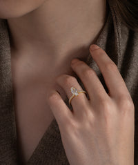 Marquise Cut Pave Solitaire Ring
