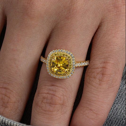 Yellow Double Halo Ring