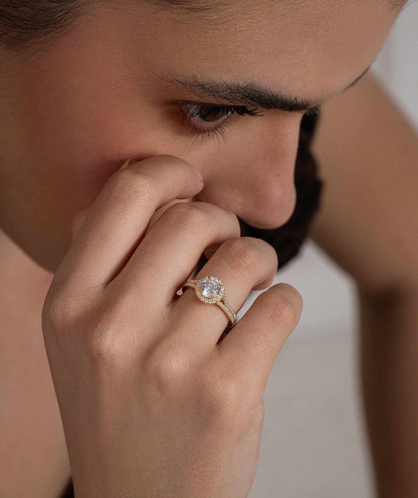 Classic Round Halo Split Shank Ring