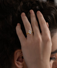 Oval Solitaire Twisted Rope Band Ring