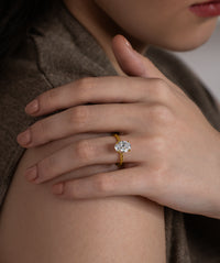 Oval Solitaire Twisted Rope Band Ring