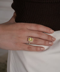 Radiant Cut Yellow Halo Cocktail Ring