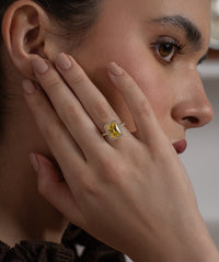 Radiant Cut Yellow Halo Cocktail Ring