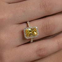Radiant Cut Yellow Halo Cocktail Ring