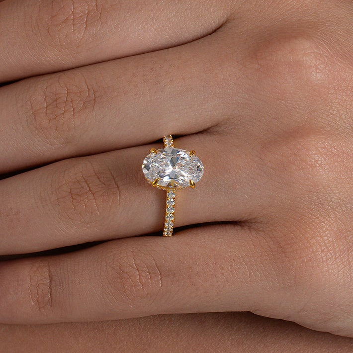 Oval Pave Solitaire Ring