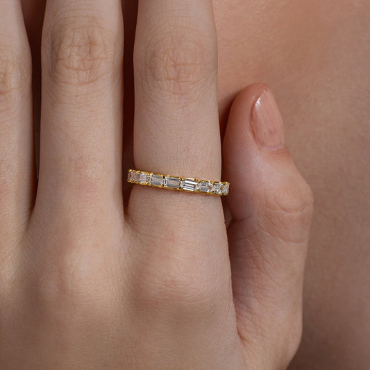 18K Gold Vermeil Emerald-Cut Eternity Band